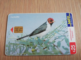 URUGUAY CHIPCARD  BIRD /VOGEL  $25  CARDENILLA          Nice Used Card    **4518** - Uruguay