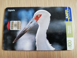 URUGUAY CHIPCARD  BIRD /VOGEL  $100   CIGUENA              Nice Used Card    **4529** - Uruguay