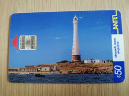 URUGUAY CHIPCARD  LIGHTHOUSE/VUURTOREN    $50 FARO DE ISLA DE LOBOS               Nice Used Card    **4538** - Uruguay