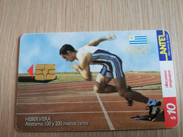 URUGUAY CHIPCARD  SPORTS    $10     HEBER VIERA  ATLETISMO           Nice Used Card    **4542** - Uruguay