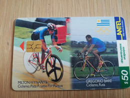 URUGUAY CHIPCARD  SPORTS    $50  MILTON WYNANTS CICLISMO RUTA E PISTA             Nice Used Card    **4546** - Uruguay