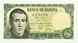 ESPAÑA - 5 Pesetas - 10.08.1951 - Pick 140 - AUnc. - Serie F - Jaime Balmes - 5 Pesetas