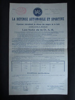 VP ASSURANCE 26/10/1934 (V2030) ASSURANCE DAS (2 Vues) La Défense Automobile Et Sportive - Bank En Verzekering