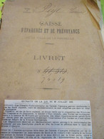 Livret /Caisse D'Epargnes Et De Prévoyance/ Ville De LA ROCHELLE/Lucien Pégé/Jardinier à Lafond/1879              AEC185 - Unclassified