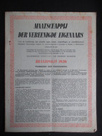 VP ASSURANCE 25/08/1954 (V2030) MAATSCAPPIJ DER VEREENIGDE EIGENAARS (2 Vues) BRUSSEL Markiesstraat 3 - Bank En Verzekering