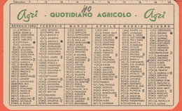 Calendario - 1962 - Piccolo - AGRI - Quotidiano Agricolo - Petit Format : 1961-70