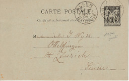 < Alger Bourse Algérie Sur Entier CP 10c .. 21 Jan 94 Pour Zurich Suisse - 1792-1815: Départements Conquis