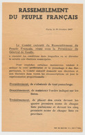 FRANCE - DE GAULLE - Tract Du 16 Octobre 1947 Du RPF - Consignes Pour Les Elections Municipales - Historische Dokumente