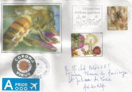 L'Abeille De Verger Européenne, Luxembourg, Sur Lettre Adressée Andorra Pendant épidémie Corona Virus - Covers & Documents