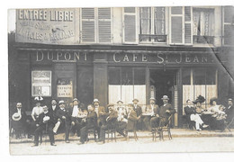 MELUN (77) Carte Photo Devanture Du Café Saint Jean Terrasse Belle Animation - Melun