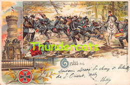 CPA LITHO HOLLERBAUM ALLEMAGNE DEUTSCHLAND GRUSS AUS DENKMAL DES GARDECORPS BEI GRAVELOT - Manoeuvres