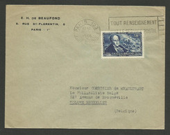 N° 816 - 18F Chateaubriand / PARIS 16.07.1948 Pour La BELGIQUE - 1921-1960: Periodo Moderno
