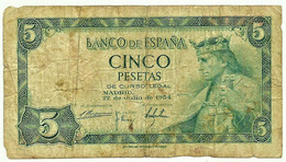 ESPAÑA - 5 Pesetas - 22.07.1954 - Pick 146 - Serie B - King Alfonso X - 5 Pesetas