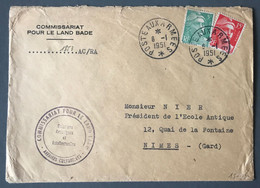 France Enveloppe TAD POSTE AUX ARMEES 6.1.1951 - COMMISSARIART POUR LE LAND BADE - (B3611) - 1921-1960: Modern Period