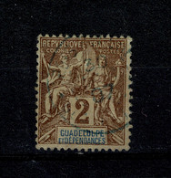 Ref 1451 - 1892 Guadeloupe France Colony - 2c Used Stamp - SG35 - Gebraucht