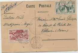 DAHOMEY : Carte Postale Par Avion Pour LA FRANCE , AFF. N°131 (guinéé) +N°135 (mauritanie) - Lettres & Documents