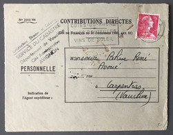 France N°1011 Sur Enveloppe Des Contributions Directes 4.6.1957 - (B3643) - 1921-1960: Modern Period