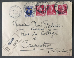 France N°1005 Et 1011 (x3) Sur Enveloppe Recommandée De Bedoin, Vaucluse 6.4.1957 - (B3645) - 1921-1960: Modern Period