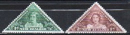 New Zealand 1943 Set Of Triangular Health Stamps Showing Princess Margaret And Elizabeth - Unused Stamps