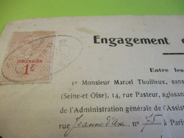 Engagement De Location/ Paris / 75 Rue Jeanne D'Arc/Location D'une Chambre/ 6 Mois/ Thérèse BOSSUET/1919      VPN316 - Non Classés