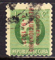 CUBA 1933 ESTABILISHMENT OF A REVOLUTIONARY JUNTA OVERPRINTED GOBIERNO REVOLUCIONARIO CENT. 1c USATO USED OBLITERE' - Oblitérés