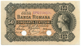 50 CENTESIMI SPECIMEN (ARANCIO) BANCA ROMANA REGNO D'ITALIA 1872 SUP - Altri & Non Classificati