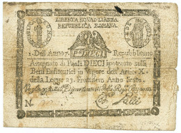 10 PAOLI FALSO D'EPOCA ASSEGNATO REPUBBLICA ROMANA TIMBRO QUADRATO 1798 MB/BB - [ 8] Vals En Specimen