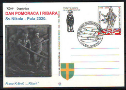 Croatia 2020  Saint Nikola "fishermans" Frano Krsinic Painter  Postcard Overprint Postmark 52100 PULA 7.12. - Croatie