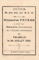 Eglise De Falisolle Souvenir Première Communion Victorine Patard 1902 65x95mm - Sambreville