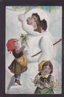 CPA Surréalisme Enfants Femme Women Bonhomme De Neige Snowman Circulé - Sonstige & Ohne Zuordnung