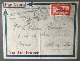 Indochine PA Sur Enveloppe, TAD (bleu) CHOLON COCHINCHINE 21.12.1935 Pour Rennes - (B3701) - Lettres & Documents