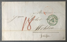 Belgique 1850, Enveloppe De Bruxelles Pour La Suisse, Taxe 18 - (B3704) - Sonstige & Ohne Zuordnung