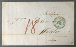 Belgique 1850, Enveloppe De Bruxelles Pour La Suisse, Taxe 18 - (B3704) - Otros
