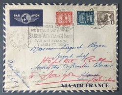 Indochine, Divers Sur Enveloppe 6.7.1939 - Flamme 1er Liaison Postal Aérienne Saigon-Ventiane-Hanoi - (B3714) - Storia Postale