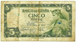 ESPAÑA - 5 Pesetas - 22.07.1954 - Pick 146 - Serie P - King Alfonso X - 5 Peseten