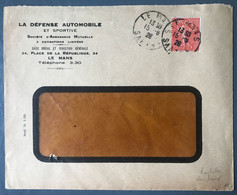France N°199 Perforé GD Issu De Roulette Sur Enveloppe - OBL Le Mans 15.6.1928 - (B3732) - 1921-1960: Modern Period