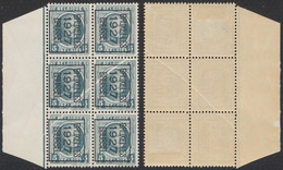 Houyoux - N°193 En Bloc De 6** Avec 2 TP* + Typos "Bruxelles 1927 Brussel" Et Grand Pli Accordéon Traversant Le Bloc - Sobreimpresos 1922-31 (Houyoux)