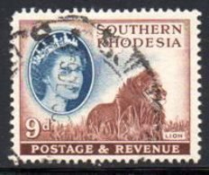Southern Rhodesia - 1953 9d Lion (o) # SG 85 - Roofkatten