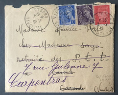 France N°514, 546 Et 548 Sur Enveloppe De Caromb, Vaucluse 3.2.1942 - (B3748) - 1921-1960: Modern Period