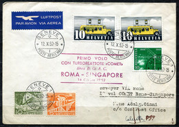 G179-24 SVIZZERA 1952 PRIMI VOLI Aerogramma Da Ginevra 12.10.1952 Per CALCUTTA In Occasione Del Primo Volo BOAC Con Turb - Lettres & Documents