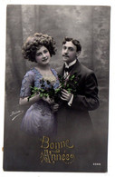 Bonne Année --1910--Couple  Et Fleurs   .......... à Saisir - Nieuwjaar