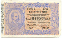 10 LIRE PROVA FRONTE BIGLIETTO DI STATO EFFIGE UMBERTO I 21/09/1902 BB - Sonstige