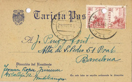 39042. Tarjeta TORRE Del CAMPO (Jaen) 1945 A Barcelona - 1931-50 Covers