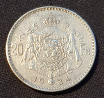 Belgium 20 Francs 1934 (FR) Position A - 20 Franchi & 4 Belga