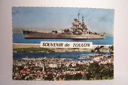 TOULON  - Souvenir De   - Le " Jean-Bart " - BATEAU - Et Vue Générale  - MULTIVUES   -  ( Pas De Reflet Sur L'original ) - Toulon