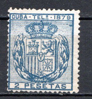 CUBA - (Occupation Espagnole) - 1879 - Télégraphe - N° 46 - 2 P. Bleu - (Armoiries) - Telegraafzegels
