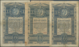 Austria / Österreich: Set With 3 Banknotes 1 Gulden 1882, P.A153, All In Used, Or Well Worn Conditio - Oostenrijk