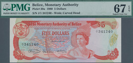 Belize: The Monetary Authority Of Belize 5 Dollars 1980, P.39a, Excellent Condition And PMG Graded 6 - Belize