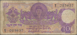 Bhutan: Royal Government Of Bhutan 10 Ngultrum ND(1974), P.3, Toned Paper, Tiny Margin Splits And So - Bhutan