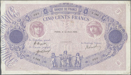 France / Frankreich: Set Of 12 Large Size Banknotes Containing 500 Francs 1920 P. 66h (F), 500 Franc - 1955-1959 Overprinted With ''Nouveaux Francs''